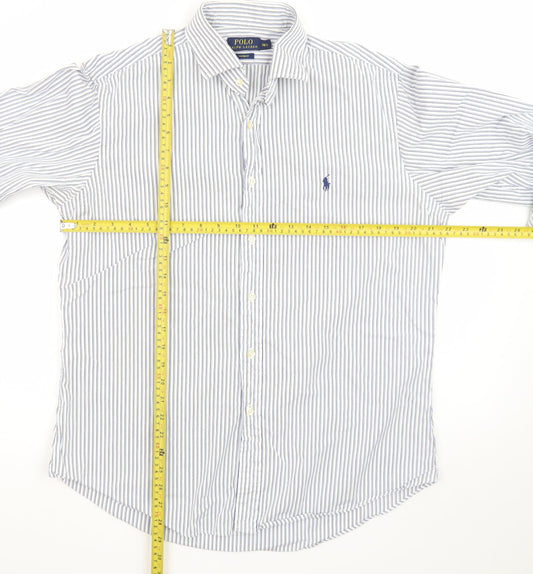 Ralph Lauren Men’s Blue Striped Custom Fit Button-Down Shirt 16.5