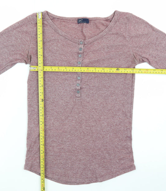 GAP Women's Pink Long Sleeve Henley Button-Up Top Size S