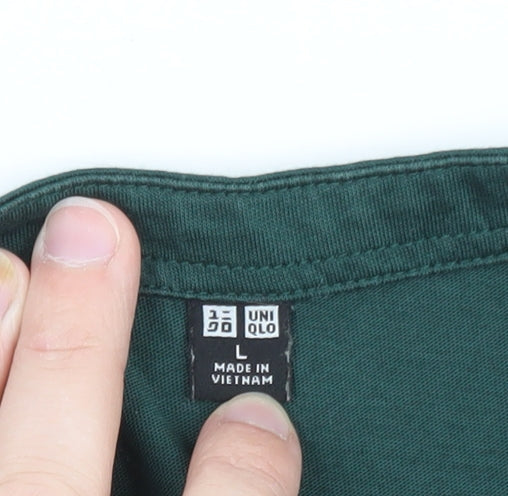 Uniqlo Women's Green Long Sleeve Cotton Blouse Size L