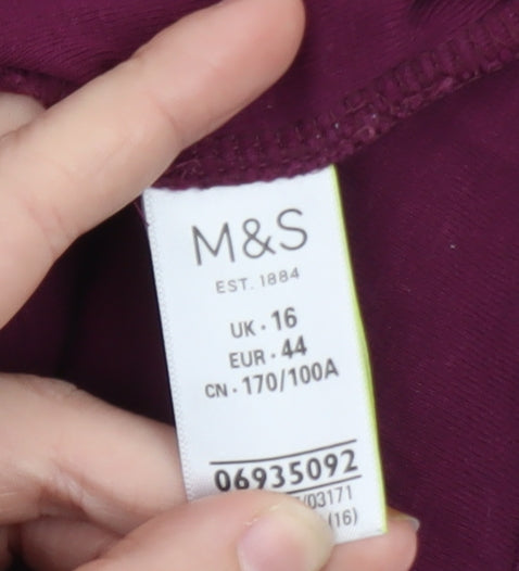 Marks and Spencer Women's Purple Geometric Jersey Top Size 16