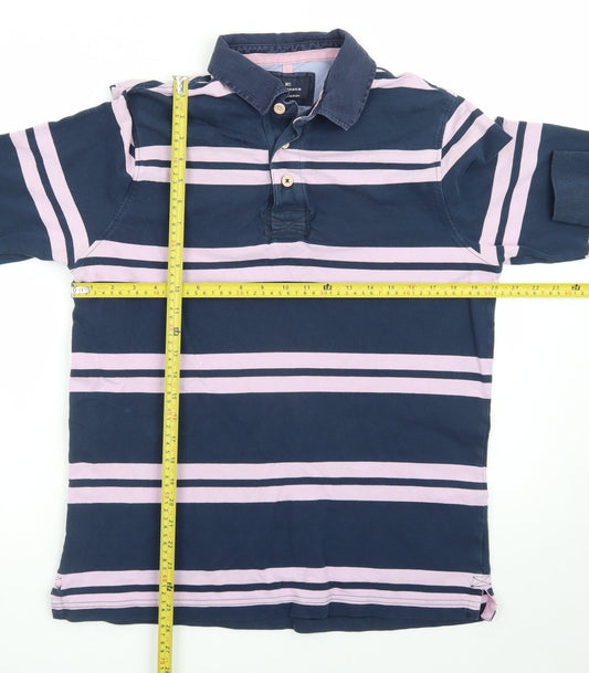 Marks and Spencer Blue Harbour Men’s Blue Striped Long Sleeve Polo M