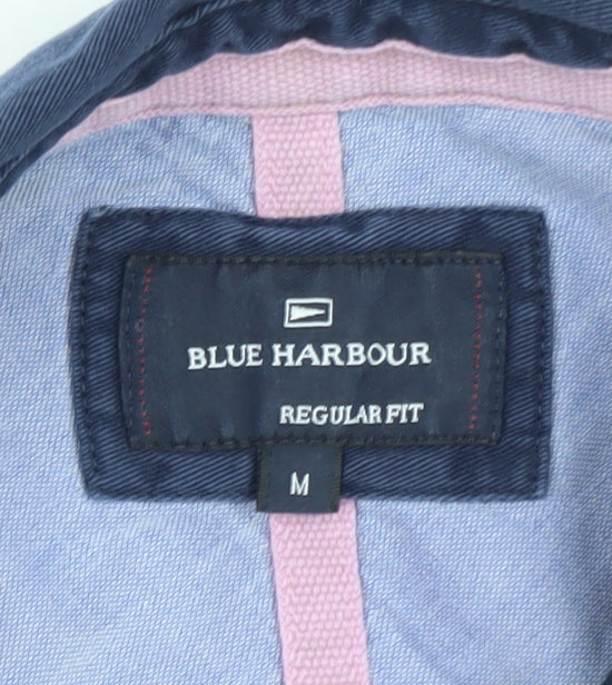 Marks and Spencer Blue Harbour Men’s Blue Striped Long Sleeve Polo M