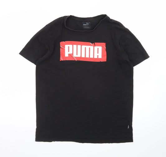 Puma Men's Black Logo Short Sleeve Cotton T-Shirt Size M