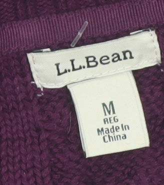 L.L. Bean Women's Purple Cotton Cable Knit Jumper M Regular