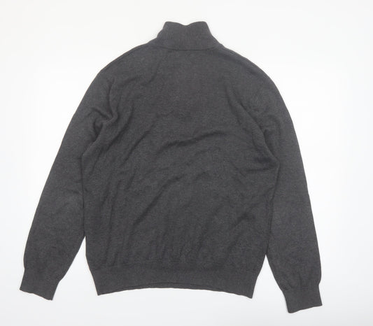 Nautica Men's Grey 1/4 Zip Cotton Jumper Size L