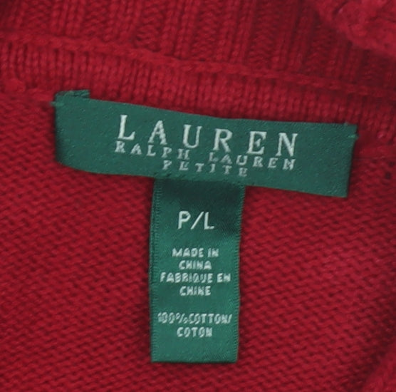 Lauren Ralph Lauren Petite Red Cotton Button Cardigan Women P/L