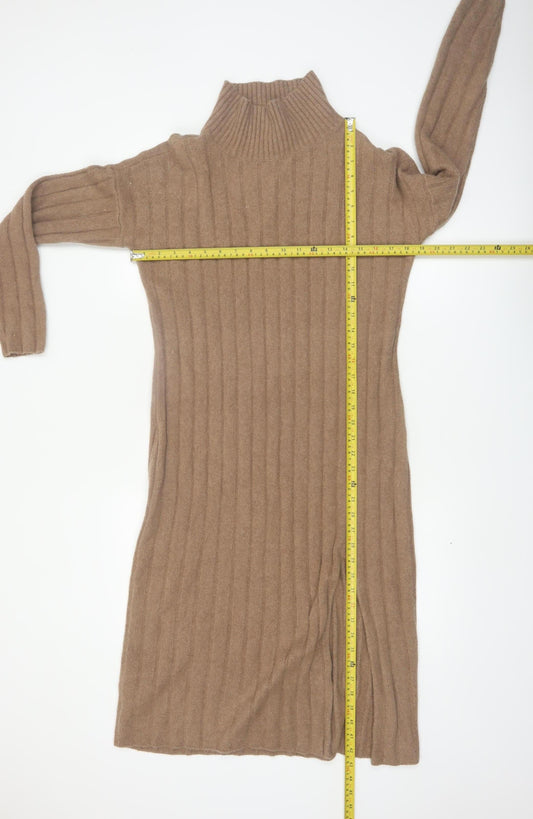 Abercrombie & Fitch Women Brown Roll Neck Knit Sweater Dress M