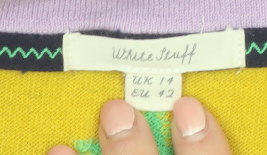White Stuff Women’s Multicoloured Wool Cotton Star Jumper Size 14
