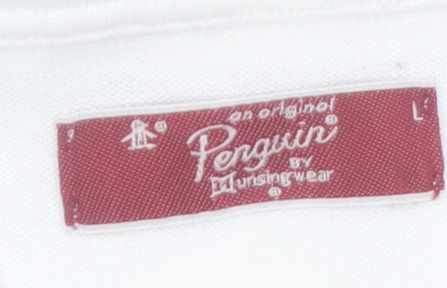 Original Penguin Men's Beige Short Sleeve Cotton Polo Shirt L