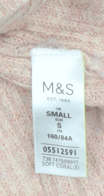 Marks and Spencer Womens Pink Alpaca Blend Crew Neck Jumper Size Small
