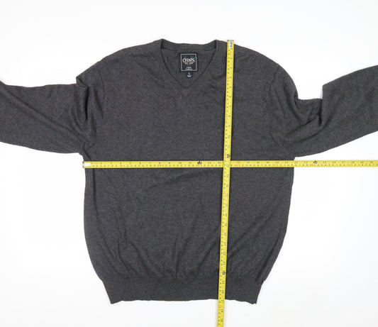 Chaps Men’s Grey Cotton Cashmere V-Neck Pullover Jumper L