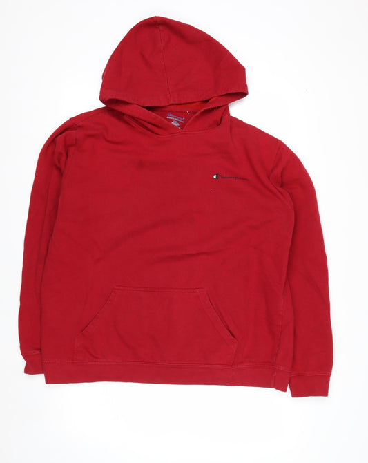 Champion Mens Red Pullover Hoodie 1XL Cotton Blend Athletic Style