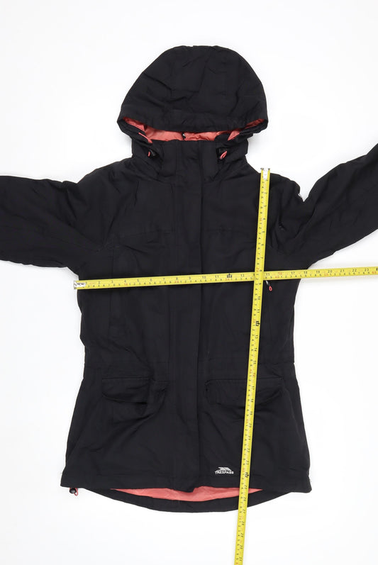 Trespass Womens Black Waterproof Hooded Rain Coat Jacket UK 10