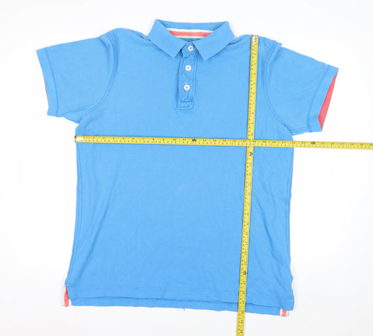 Boden Men’s Blue Cotton Short Sleeve Polo Shirt Size L
