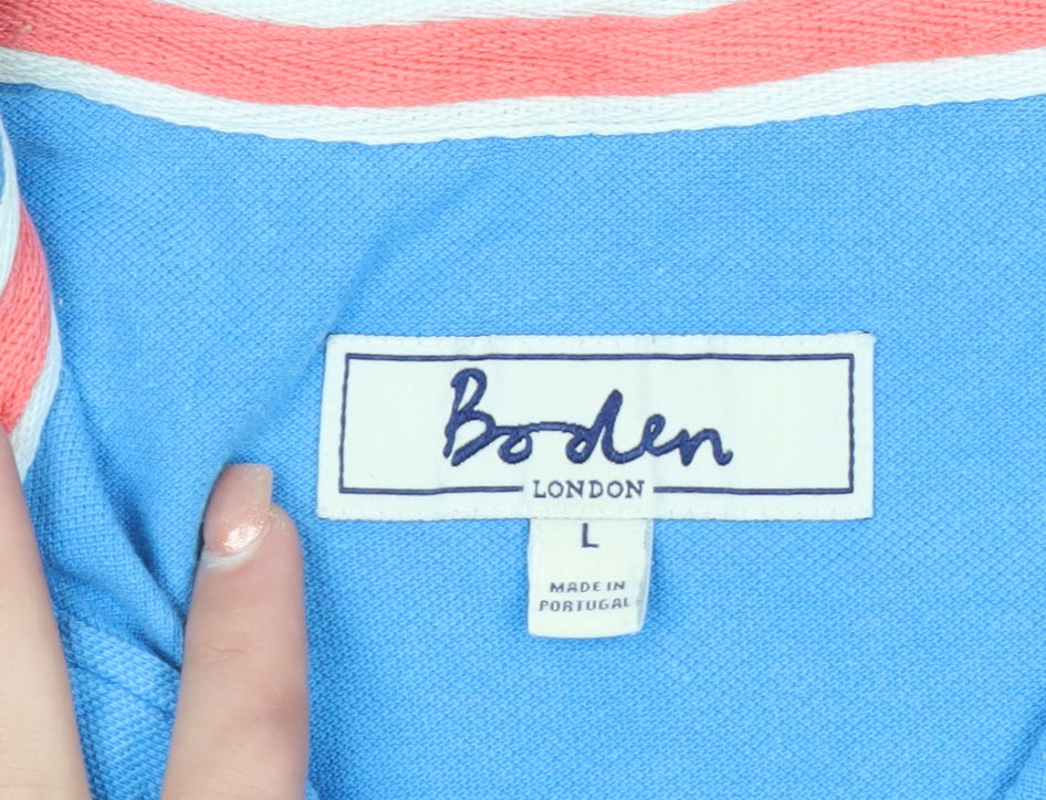 Boden Men’s Blue Cotton Short Sleeve Polo Shirt Size L