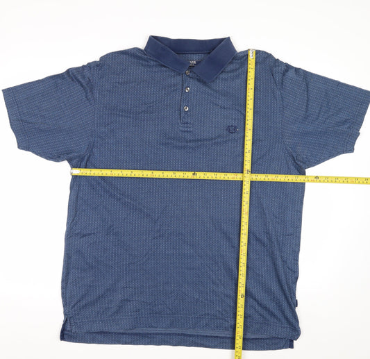 Maine New England Men's Blue Cotton Golf Polo Shirt L