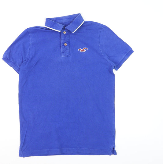 Hollister Men's Blue Slim Fit Cotton Polo Shirt Size S