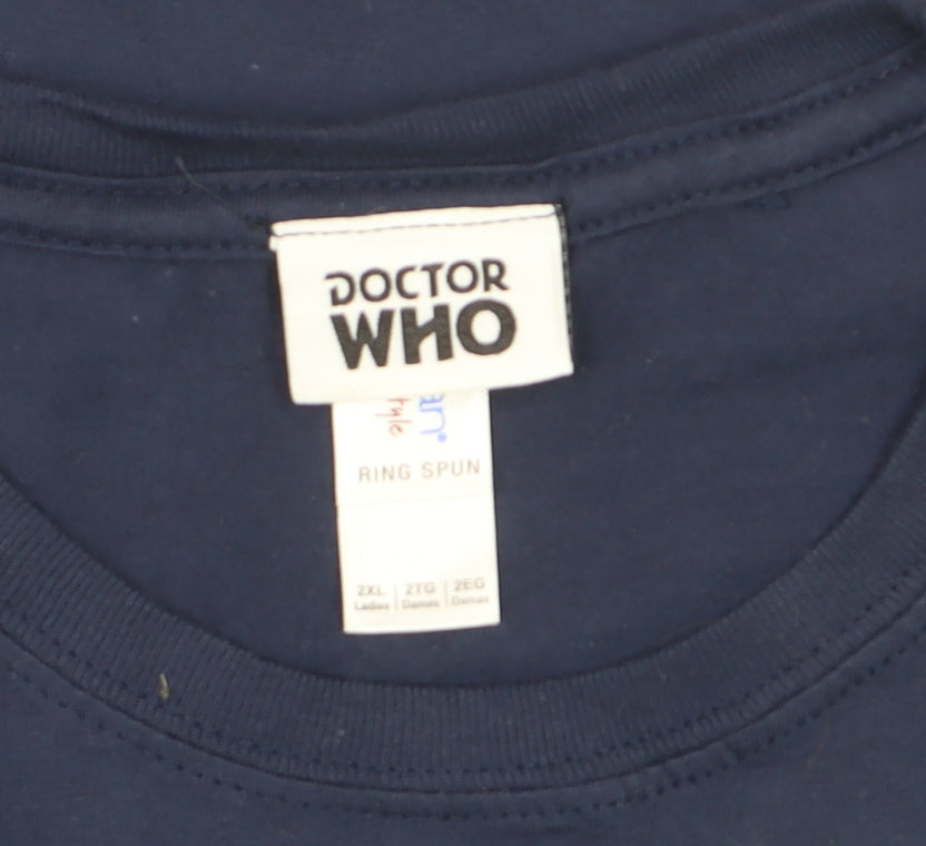 Doctor Who Women's Blue 2XL Short Sleeve Cotton T-Shirt