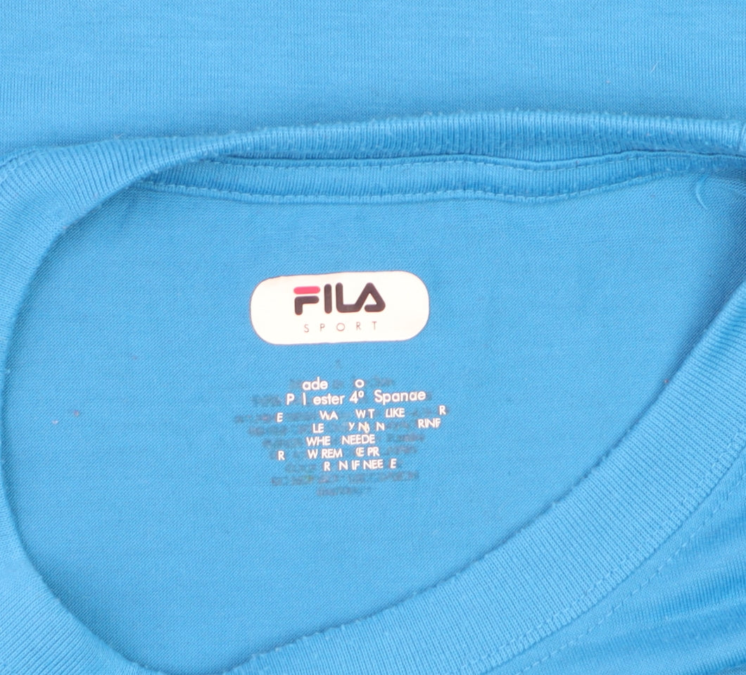 Fila Men's Blue Crew Neck Short Sleeve Polyester Blend T-Shirt Size L