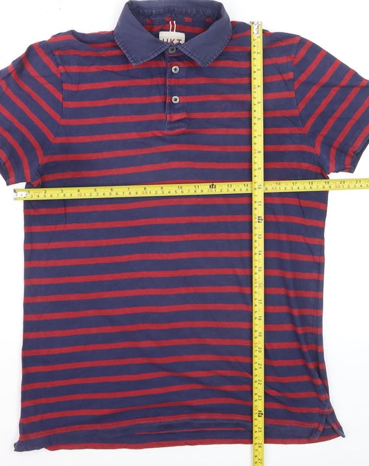 Hackett London Men’s Blue Red Striped Cotton Polo Shirt Size S
