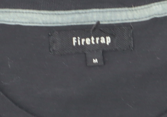 Firetrap Men's Black Gothic Rock Graphic Crew Neck Cotton T-Shirt Size M