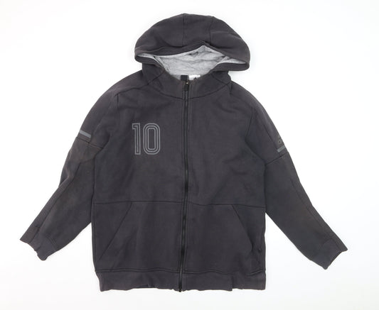 Adidas Men Black 2XL Full Zip Hoodie with Logo and Number 10