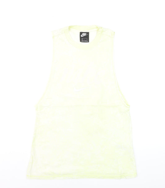 Nike Men Yellow Sleeveless Tank Top Small 100% Cotton Athletic Gymwear