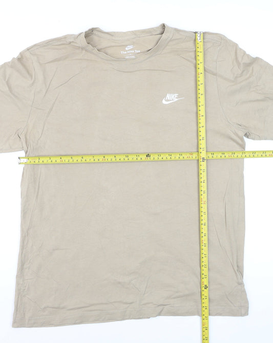 Nike Men's Beige Cotton Crew Neck Short Sleeve T-Shirt Size L