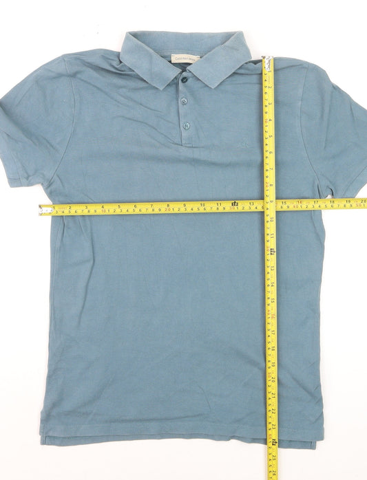 Calvin Klein Jeans Men's Blue Slim Fit Cotton Polo Shirt Size S