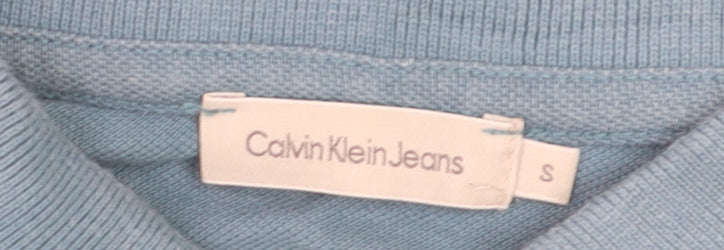 Calvin Klein Jeans Men's Blue Slim Fit Cotton Polo Shirt Size S