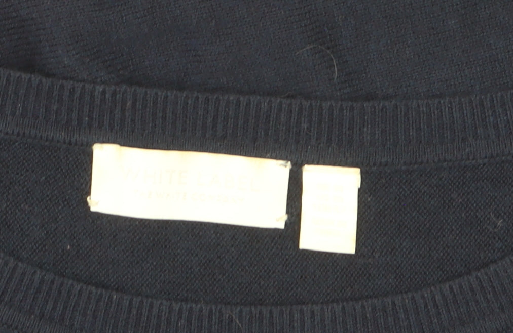 The White Company Women Blue Size 14 Crew Neck Wool Blend Jumper