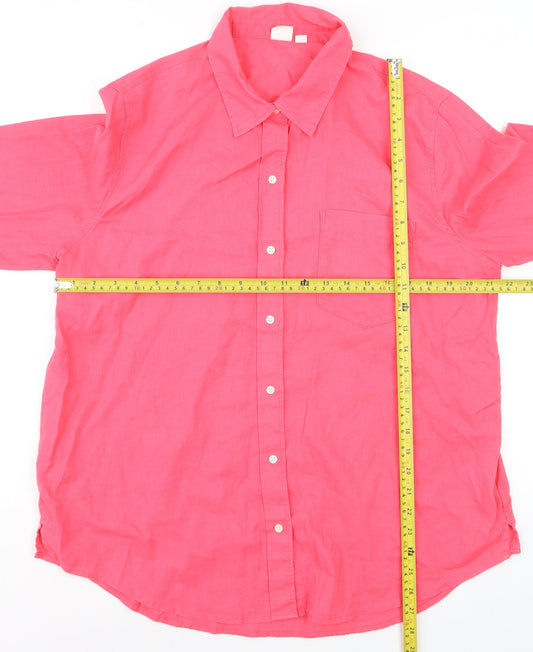 GAP Women’s Pink Linen Long Sleeve Button-Up Shirt L