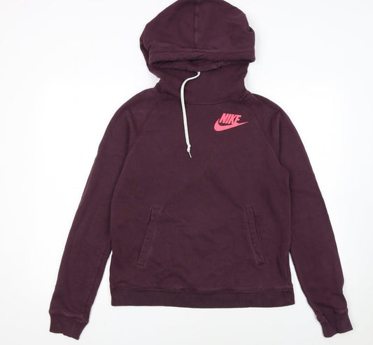 Nike Womens Burgundy Pullover Hoodie Size M Cotton Blend