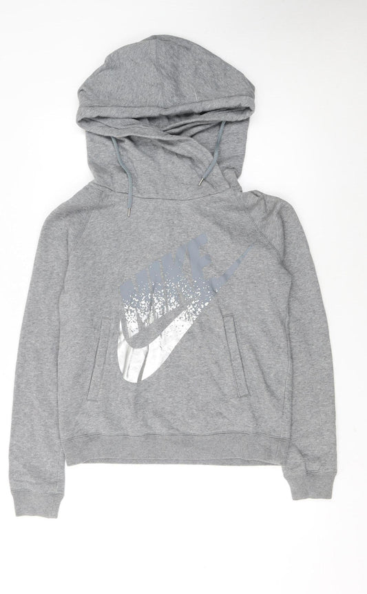 Nike Womens Grey Pullover Hoodie Medium Cotton Blend Casual