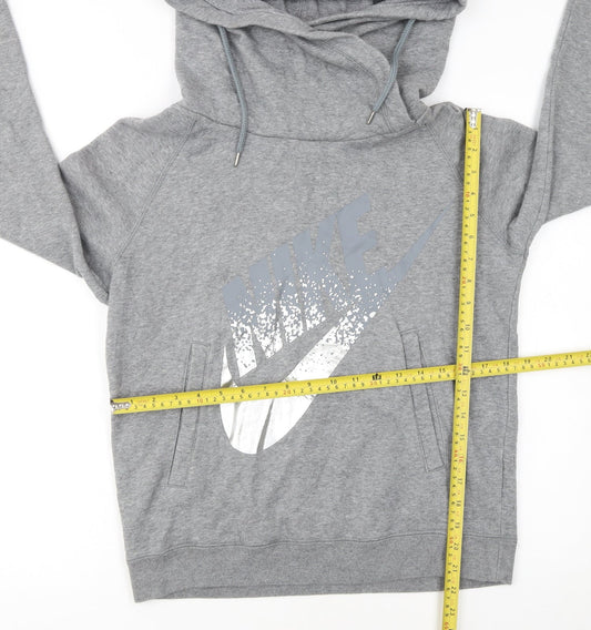 Nike Womens Grey Pullover Hoodie Medium Cotton Blend Casual