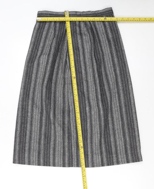 Peabody House Girls Grey Striped Wool Blend A-Line Knee Length Skirt 9-10 Years
