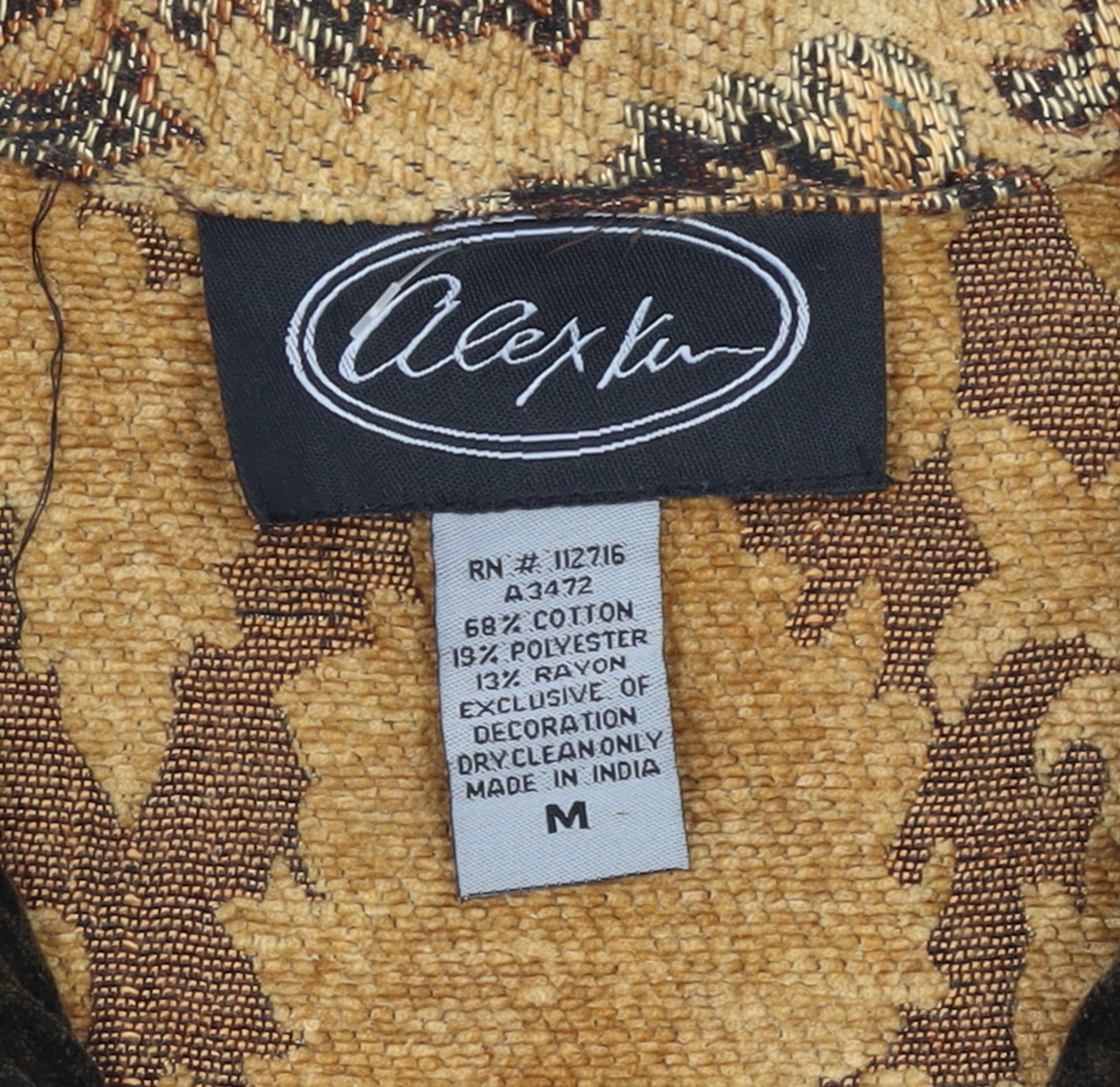 Alex Evenings Women's Brown Paisley Velvet Trim Blazer M