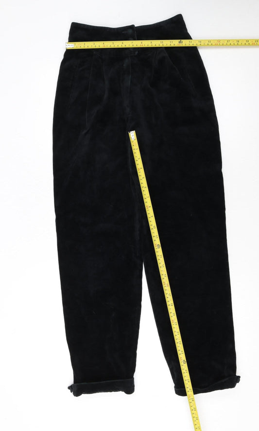 Le Galline Italia Women's Black Wool Blend High Waist Tapered Trousers Size 10
