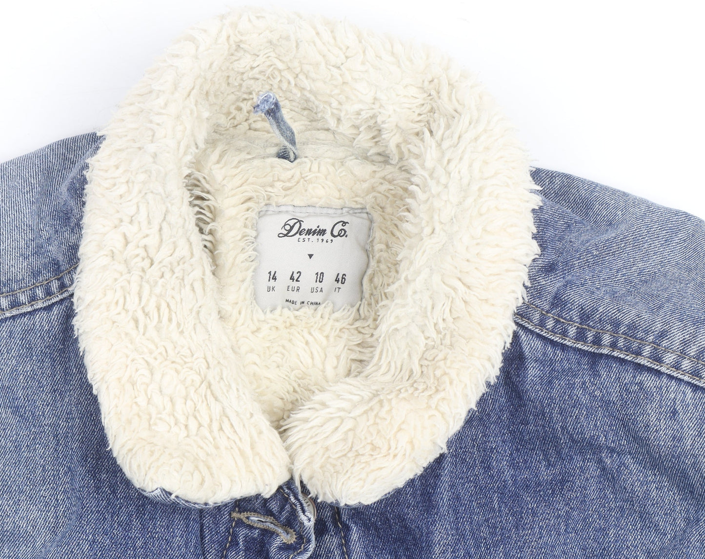 Denim Co Men Blue Faux Fur Lined Mid-Length Denim Jacket M