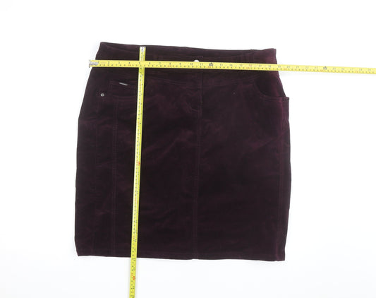 Canda Women's Purple Corduroy Knee Length Pencil Skirt Size 14