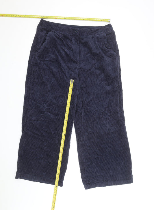 Seasalt Cornwall Women Navy Corduroy Trousers Size L Organic Cotton