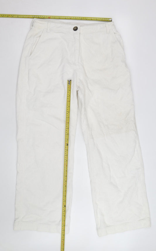 Oliver Bonas Women White Corduroy Chino Trousers Size 14