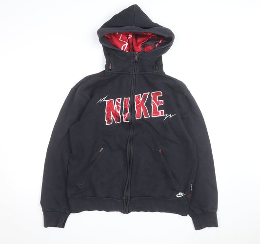 Nike Men's Black Full Zip Hoodie M Red Lined Sportswear