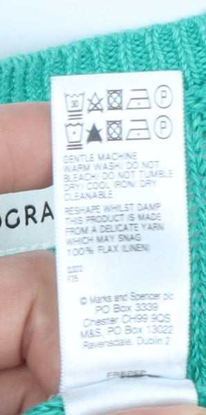 Marks and Spencer Autograph Green V-Neck Linen Women's Jumper Size 10