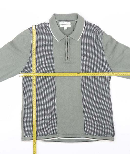 Marks and Spencer Autograph Men's Grey Collared Long Sleeve Pullover Jumper M