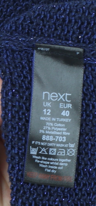 Next Women's Navy Blue Knit Button Back Jumper Size 12