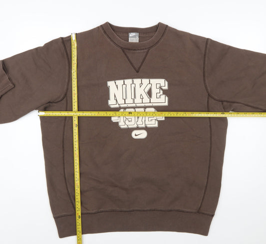 Nike Mens Brown Pullover Sweatshirt L Graphic Crew Neck Sportswear