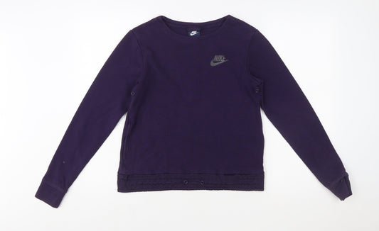 Nike Womens Purple Crew Neck Long Sleeve Pullover Sweatshirt Size S