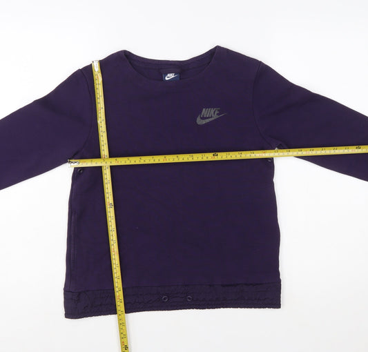 Nike Womens Purple Crew Neck Long Sleeve Pullover Sweatshirt Size S