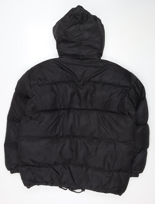 IDEAL Mens Black M Puffer Jacket Hooded Nylon Down Winter Coat